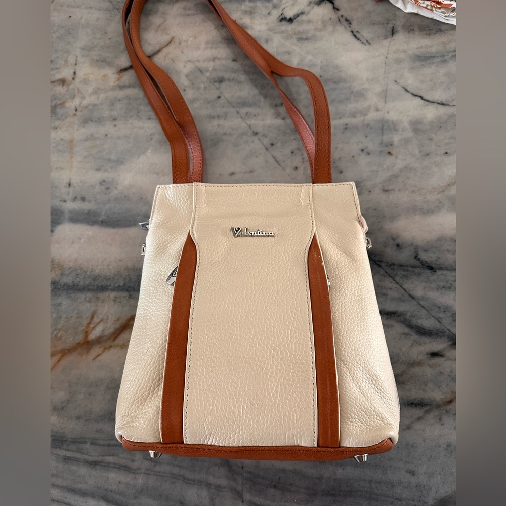 Valentina Cream and Tan Shoulder Bag
